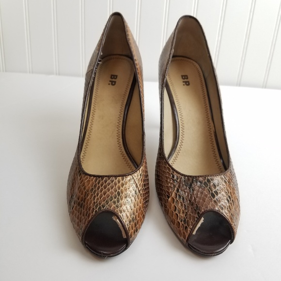 Nordstrom BP. Peekaboo Leather Snakeskin Heels - Picture 2 of 8